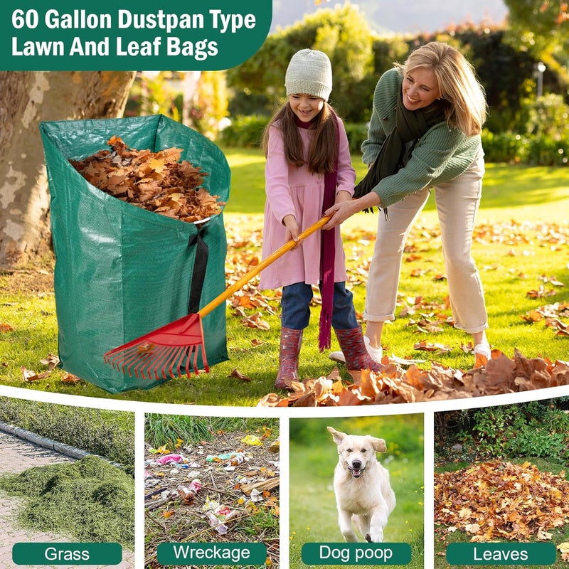 VICAMB 2 Pack 60 Gallon Leaf Collector,Collapsible Lawn & Leaf Bag,Heavy Leaves Pick up Tool Reusable Yard Waste Bags,Large Yard Dustpan Type Garden Bag for Leaves,Debris,Grass,Clippings,Lawn Trash - Image 5